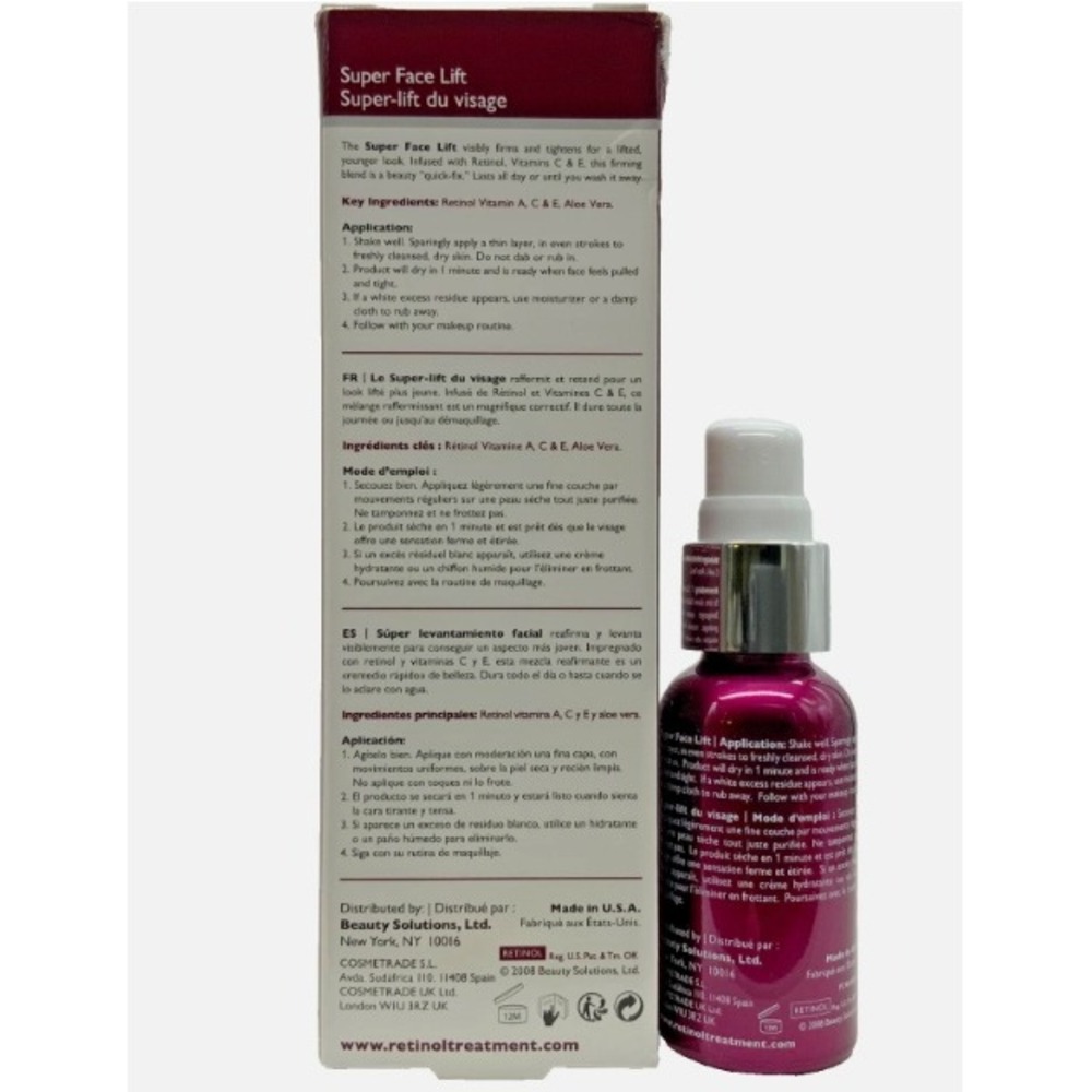 NEW in box- Skincare L de L Cosmetics Super Face Lift 1oz Retinol Serum - Picture 2 of 6